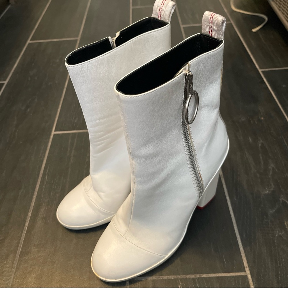 Off White Leather Boots